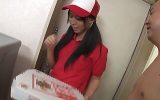 The attracting girl from the pizza delivery service is seduced